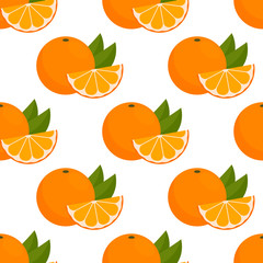 seamless pattern with oranges or tangerines on white background.
