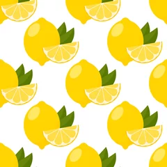 Papier peint Citrons modèle sans couture avec des citrons. fond d& 39 agrumes de vecteur.