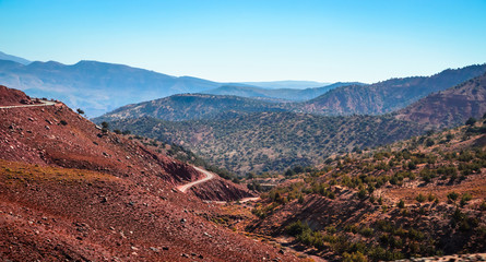 Desert road with Atlas Mountains, Morocco