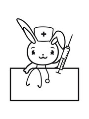 rahmen kaninchen hase häschen fläche schild text feld spritze süß Stethoskop abhören herzschlag puls verarzten krankenschwester behandeln untersuchen krank gesund notarzt pfleger heilen