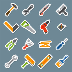 Hands with construction tools worker equipment house renovation handyman vector illustration.
