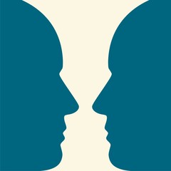 Two face profile view, Optical illusion