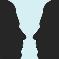 Two face profile view, Optical illusion