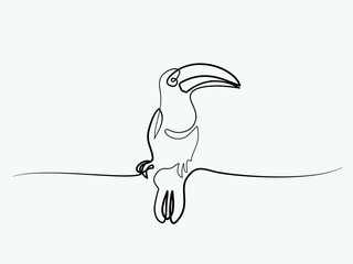 Continuous one line drawing. Tukan bird symbol. Logo of the bird. Vector illustration © Valenty