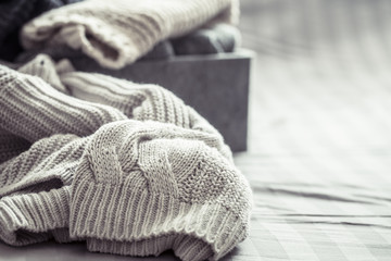 Fototapeta na wymiar knitted warm sweaters
