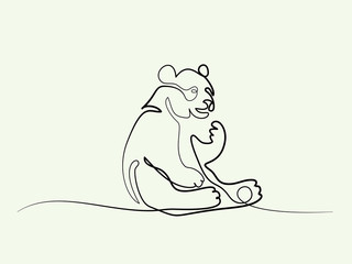 Continuous one line drawing. Panda bear symbol. Logo of the panda. Vector illustration
