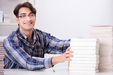 Writer presenting his books to public