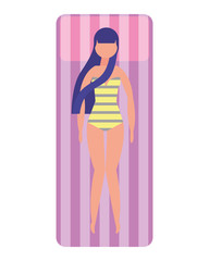 woman with swimsuit in floating mattress