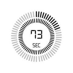 The 73 seconds icon, digital timer. clock and watch, timer, countdown symbol isolated on white background, stopwatch vector icon