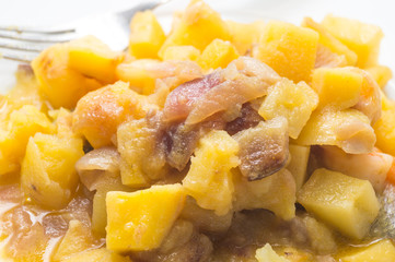 fish dish, shrimp sea bass and potatoes