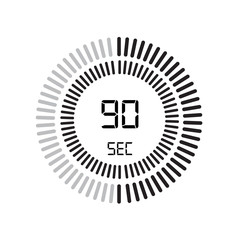 The 90 seconds icon, digital timer. clock and watch, timer, countdown symbol isolated on white background, stopwatch vector icon