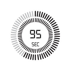 The 95 seconds icon, digital timer. clock and watch, timer, countdown symbol isolated on white background, stopwatch vector icon
