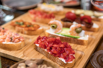 Delicate snacks on the table