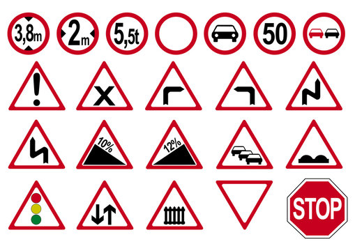 Sammlung von deutschen Verkehrszeichen. Vektor Datei eps 10