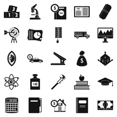 Adding machine icons set. Simple set of 25 adding machine vector icons for web isolated on white background