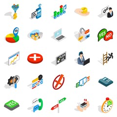Occupation icons set. Isometric set of 25 occupation vector icons for web isolated on white background