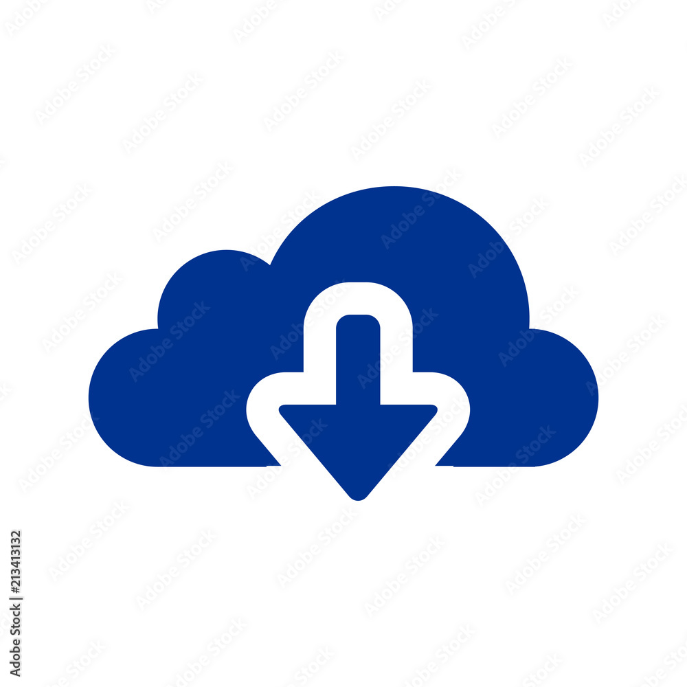 Poster download vector icon. flat sign for mobile concept and web design. cloud with arrow down simple soli