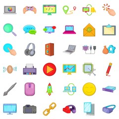 Computer part icons set. Cartoon style of 36 computer part vector icons for web isolated on white background