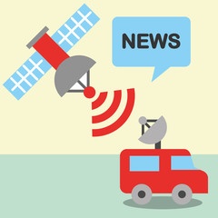 news communication relate car antenna signal satelite vector illustration