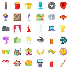 Concert icons set. Cartoon style of 36 concert vector icons for web isolated on white background