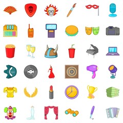 Big concert icons set. Cartoon style of 36 big concert vector icons for web isolated on white background