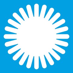 Sun icon white isolated on blue background vector illustration