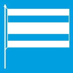 Flag icon white isolated on blue background vector illustration