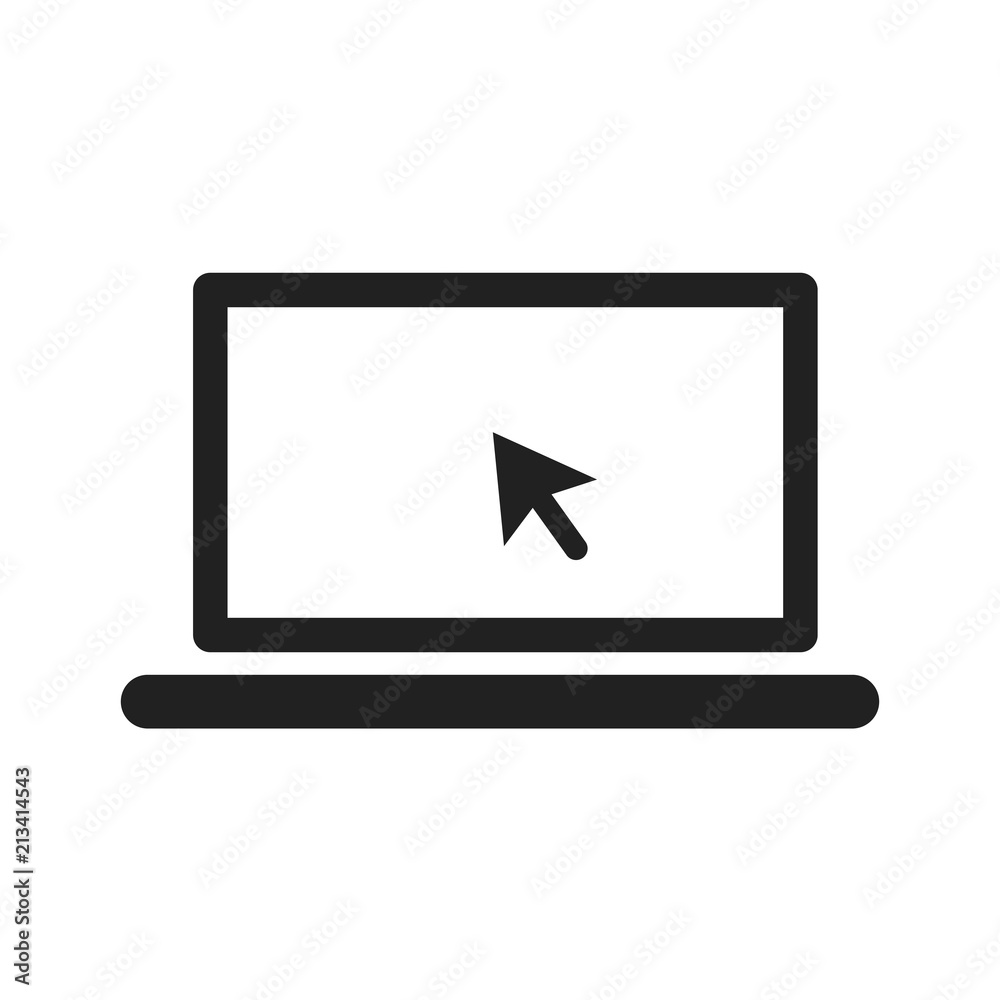 Poster Black laptop with white monitor and cursor in the center - stock vector