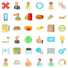 Great corporation icons set. Cartoon style of 36 great corporation vector icons for web isolated on white background