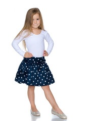 The little girl is full-length.