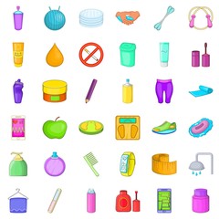 Good cosmetic icons set. Cartoon style of 36 good cosmetic vector icons for web isolated on white background