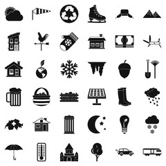 Nature life icons set. Simple style of 36 nature life vector icons for web isolated on white background