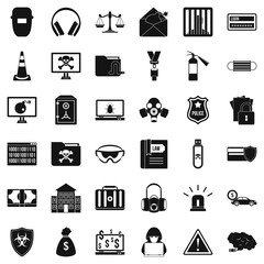 Internet crime icons set. Simple style of 36 internet crime vector icons for web isolated on white background