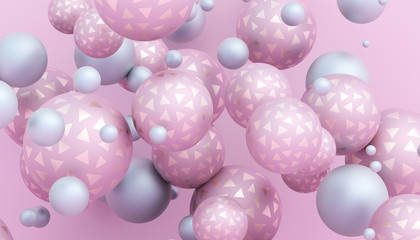 Abstract 3d rendering of geometric shapes. Modern composition. Background design with spheres for poster, cover, branding, banner, placard.