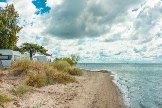 Cloudy shoreline