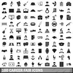 100 career fair icons set in simple style for any design vector illustration