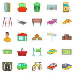 City park icons set. Cartoon set of 25 city park vector icons for web isolated on white background