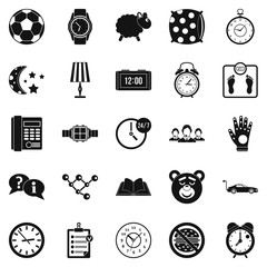 Watch icons set. Simple set of 25 watch vector icons for web isolated on white background