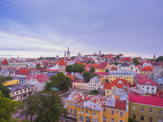 Aerial view of old city of Tallinn, Estonia