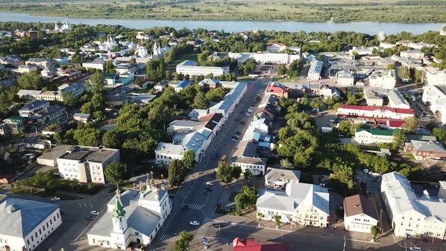 Panoramic aerial view of center of  Murom town, Russia