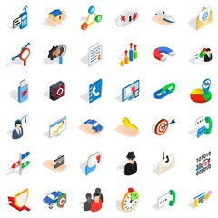 Business development icons set. Isometric style of 36 business development vector icons for web isolated on white background
