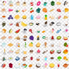 100 culinary icons set in isometric 3d style for any design vector illustration