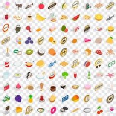 100 dishes icons set in isometric 3d style for any design vector illustration