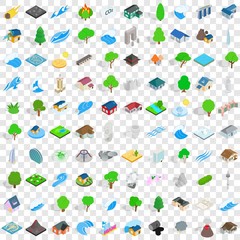 100 elements icons set in isometric 3d style for any design vector illustration
