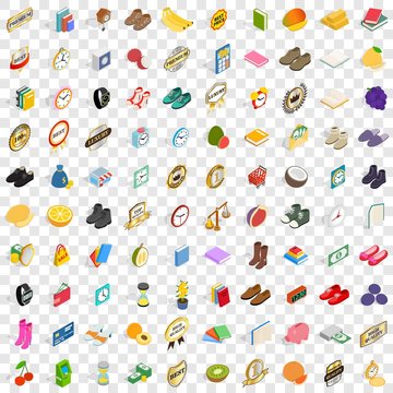 100 fineness icons set in isometric 3d style for any design vector illustration