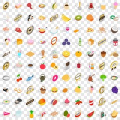 100 fruits icons set in isometric 3d style for any design vector illustration