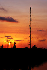 cellular tower at sunset in Georgia