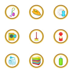 Cleanup things icons set. Cartoon set of 9 cleanup things vector icons for web isolated on white background