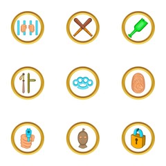 Court evidence icons set. Cartoon set of 9 court evidence vector icons for web isolated on white background