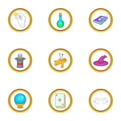Wizard things icons set. Cartoon set of 9 wizard things vector icons for web isolated on white background